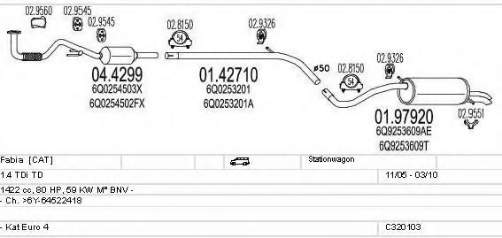 MTS C320103010771 Exhaust System